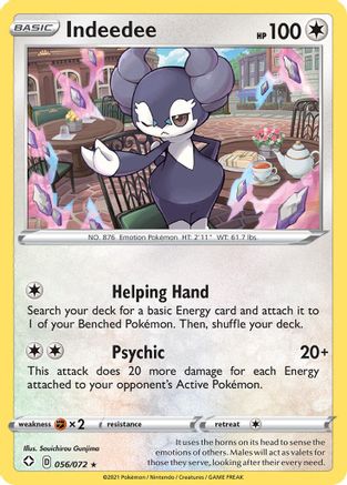 Image of Indeedee 056/072  - Reverse Holofoil Shining Fates - Holo Rare