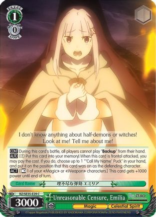 Image of Unreasonable Censure, Emilia (RZ/SE35-E29 C) - Re:ZERO: The Frozen Bond