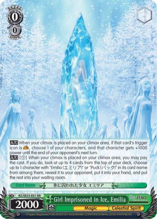 Image of Girl Imprisoned in Ice, Emilia (Parallel Foil) (RZ/SE35-E01 RR) - Re:ZERO: The Frozen Bond
