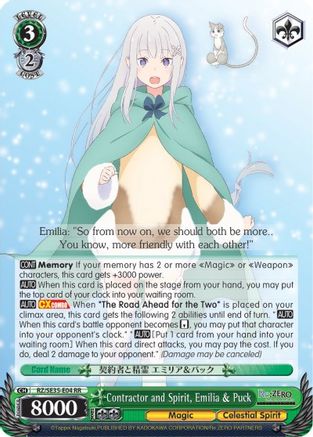 Image of Contractor and Spirit, Emilia & Puck (Parallel Foil) (RZ/SE35-E04 RR) - Re:ZERO: The Frozen Bond
