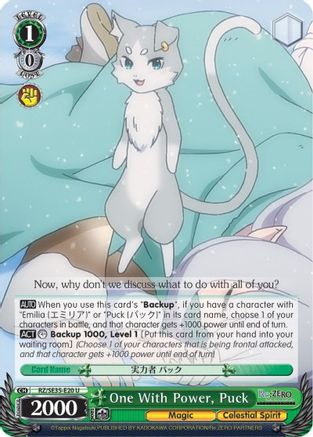 Image of One With Power, Puck (Parallel Foil) (RZ/SE35-E20 U) - Re:ZERO: The Frozen Bond
