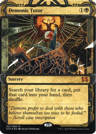 Image of Demonic Tutor (Foil Etched) (STA-027) - Strixhaven Mystical Archive (Borderless) Foil