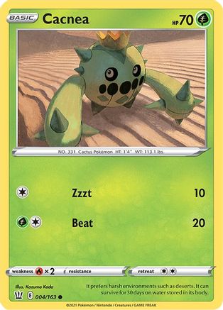 Image of Cacnea 004/163  - Reverse Holofoil SWSH05 Battle Styles - Common