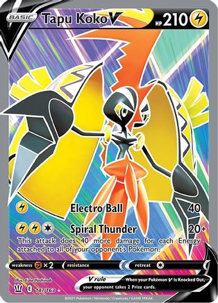 Image of Tapu Koko V (Full Art) 147/163  - Holofoil SWSH05 Battle Styles - Ultra Rare