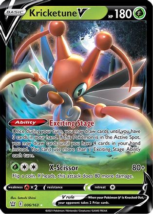 Image of Kricketune V 006/163  - Holofoil SWSH05 Battle Styles - Ultra Rare