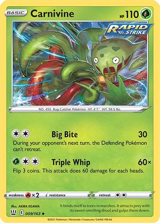 Image of Carnivine 009/163  SWSH05 Battle Styles - Uncommon