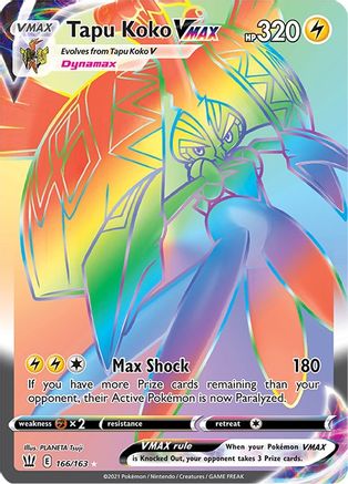 Image of Tapu Koko VMAX (Secret) 166/163  - Holofoil SWSH05 Battle Styles - Secret Rare