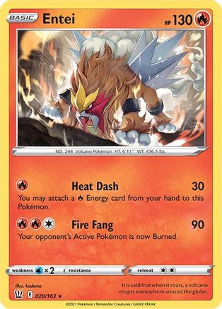 Image of Entei 020/163  - Reverse Holofoil SWSH05 Battle Styles - Holo Rare