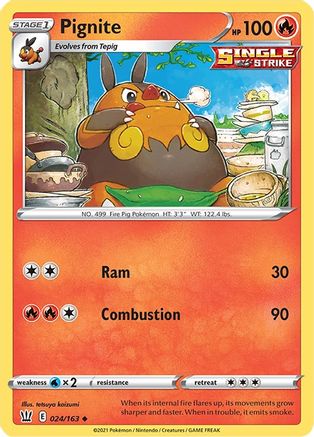 Image of Pignite 024/163  - Reverse Holofoil SWSH05 Battle Styles - Uncommon