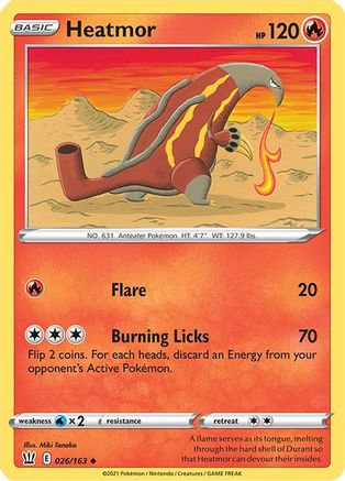 Image of Heatmor 026/163  - Reverse Holofoil SWSH05 Battle Styles - Uncommon