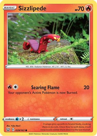 Image of Sizzlipede 029/163  - Reverse Holofoil SWSH05 Battle Styles - Common