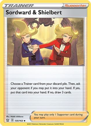 Image of Sordward & Shielbert 135/163  - Reverse Holofoil SWSH05 Battle Styles - Uncommon