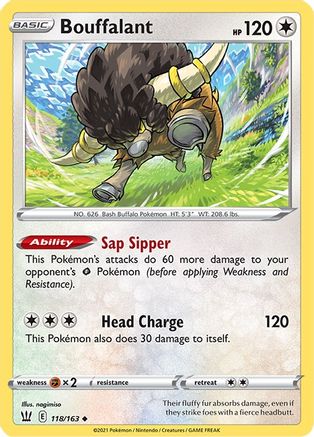 Image of Bouffalant 118/163  - Reverse Holofoil SWSH05 Battle Styles - Uncommon