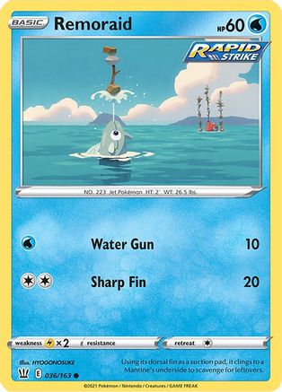 Image of Remoraid 036/163  - Reverse Holofoil SWSH05 Battle Styles - Common