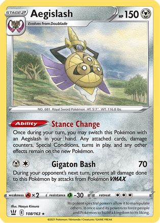Image of Aegislash (108) 108/163  - Reverse Holofoil SWSH05 Battle Styles - Rare