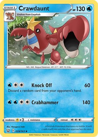 Image of Crawdaunt 039/163  SWSH05 Battle Styles - Uncommon