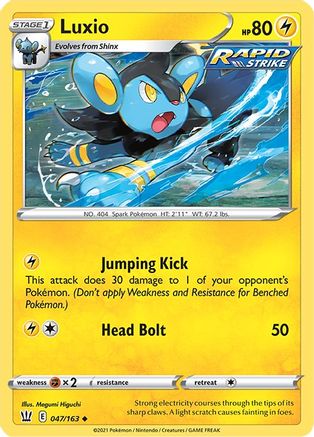 Image of Luxio 047/163  - Reverse Holofoil SWSH05 Battle Styles - Uncommon