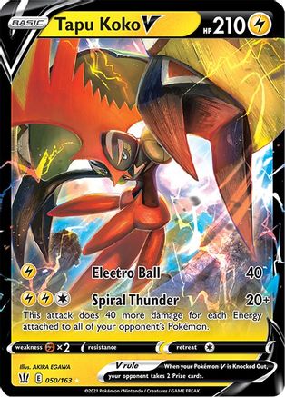 Image of Tapu Koko V 050/163  - Holofoil SWSH05 Battle Styles - Ultra Rare