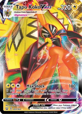 Image of Tapu Koko VMAX 051/163  - Holofoil SWSH05 Battle Styles - Ultra Rare