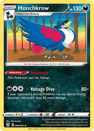Image of Honchkrow 094/163  - Reverse Holofoil SWSH05 Battle Styles - Uncommon