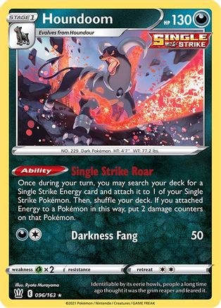 Image of Houndoom 096/163  - Reverse Holofoil SWSH05 Battle Styles - Holo Rare