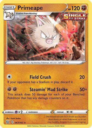 Image of Primeape 067/163  SWSH05 Battle Styles - Rare