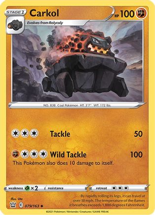 Image of Carkol 079/163  - Reverse Holofoil SWSH05 Battle Styles - Uncommon