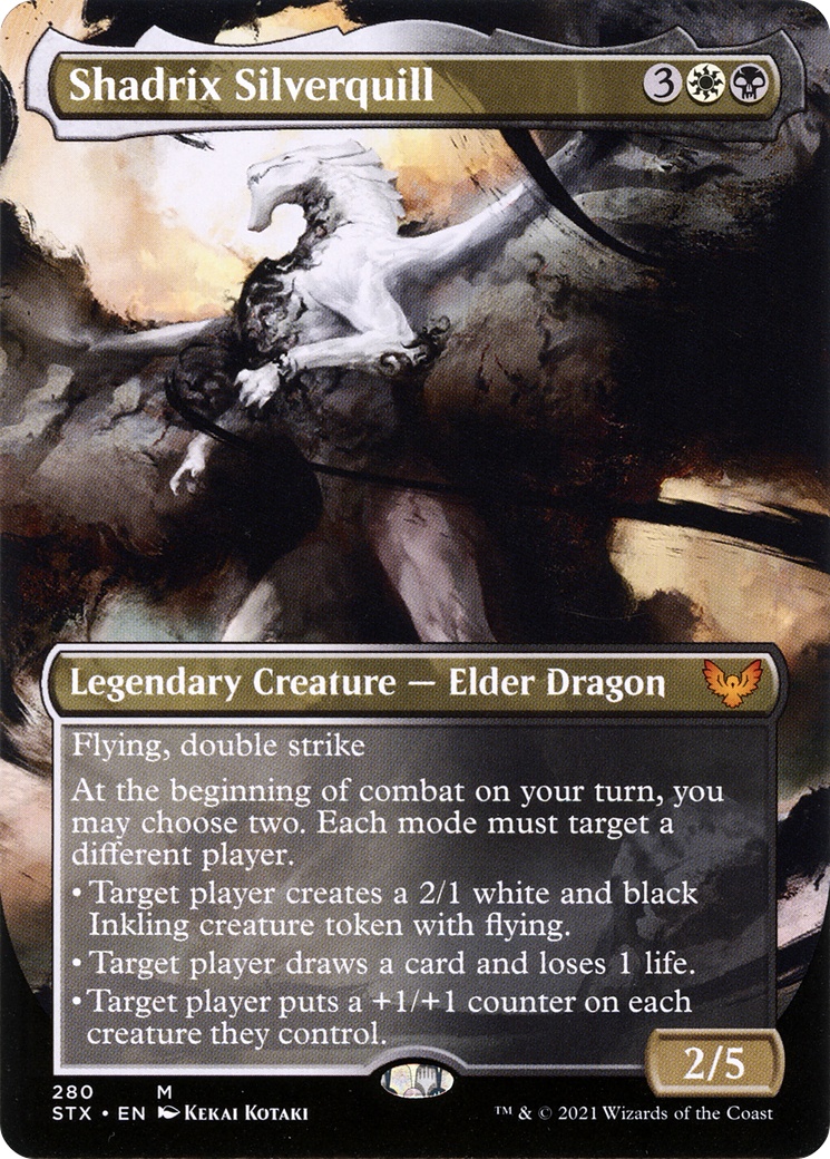 Image of Shadrix Silverquill (Borderless) (STX-280) - Strixhaven: School of Mages (Borderless) Foil