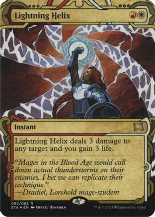 Image of Lightning Helix (Foil Etched) (STA-062) - Strixhaven Mystical Archive (Borderless) Foil