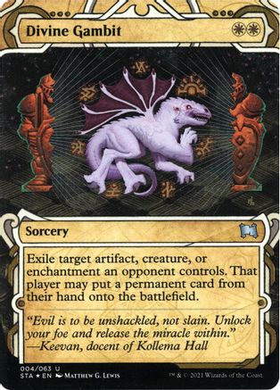 Image of Divine Gambit (Foil Etched) (STA-004) - Strixhaven Mystical Archive (Borderless) Foil