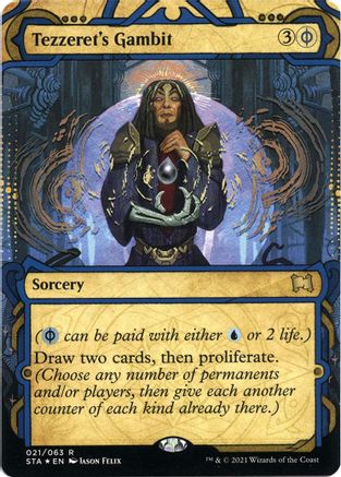 Image of Tezzeret's Gambit (Foil Etched) (STA-021) - Strixhaven Mystical Archive (Borderless) Foil