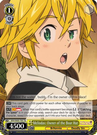 Image of Meliodas: Owner of the Boar Hat (SDS/SX03-T05 TD) - The Seven Deadly Sins