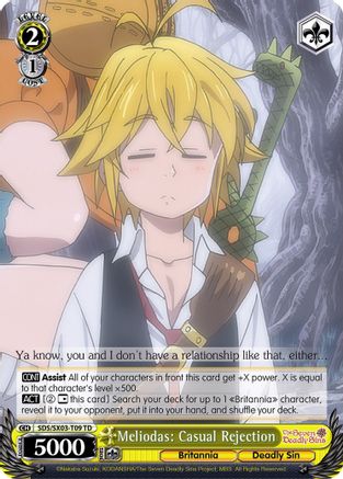 Image of Meliodas: Casual Rejection (SDS/SX03-T09 TD) - The Seven Deadly Sins