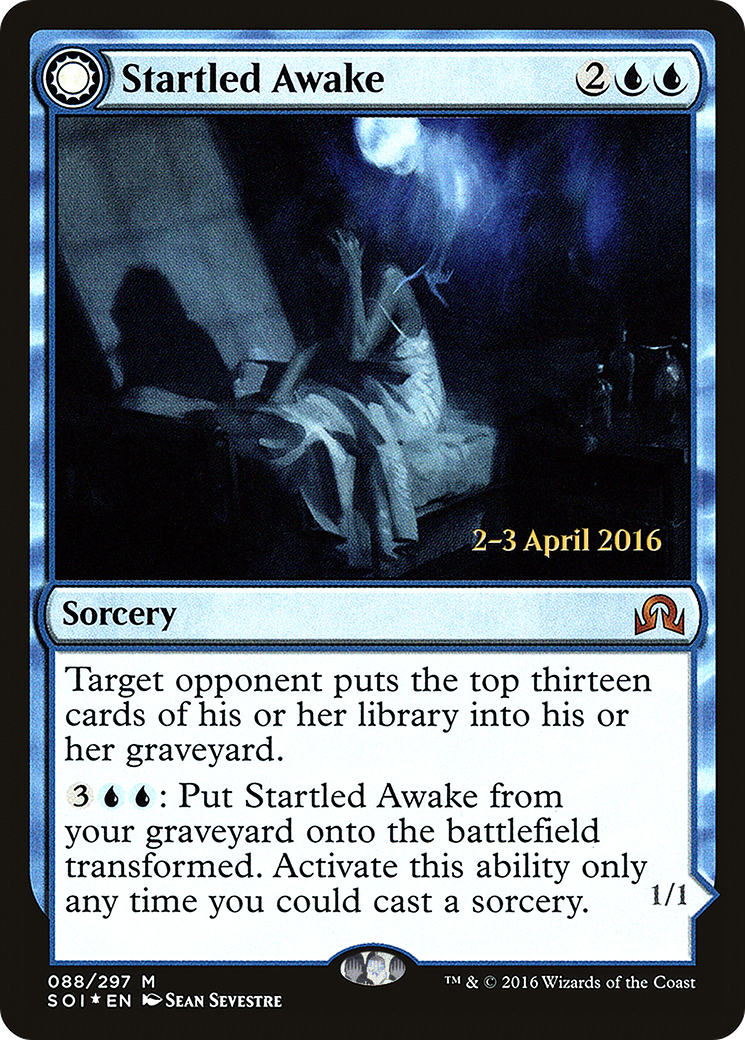 Image of Startled Awake (PRE-088) - Shadows over Innistrad Promos: (Double Faced Transform) Foil