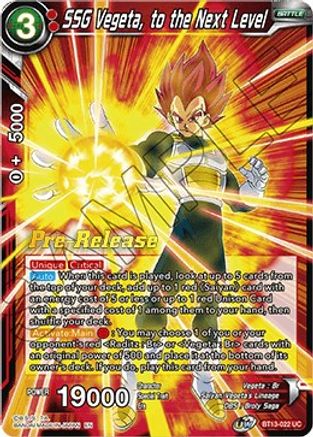 Image of SSG Vegeta, to the Next Level (BT13-022) - Supreme Rivalry PreRelease Cards
