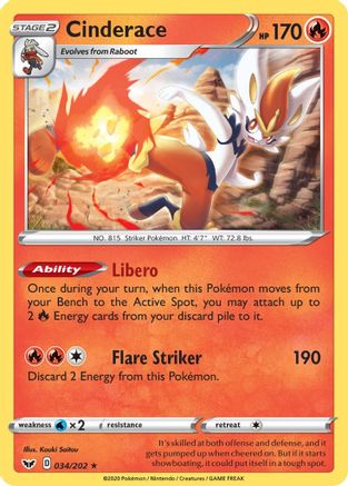 Image of Cinderace 034/202  Deck Exclusives - Rare