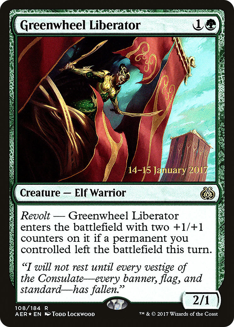 Image of Greenwheel Liberator (PRE-108) - Aether Revolt Promos Foil