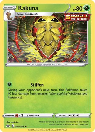 Image of Kakuna 002/198  - Reverse Holofoil SWSH06 Chilling Reign - Uncommon