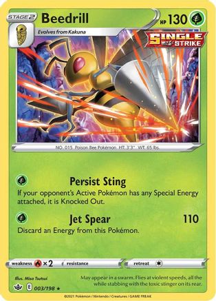 Image of Beedrill 003/198  - Reverse Holofoil SWSH06 Chilling Reign - Holo Rare