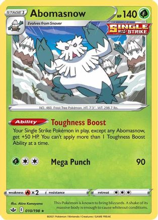 Image of Abomasnow 010/198  - Reverse Holofoil SWSH06 Chilling Reign - Rare