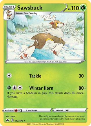 Image of Sawsbuck 012/198  - Reverse Holofoil SWSH06 Chilling Reign - Rare