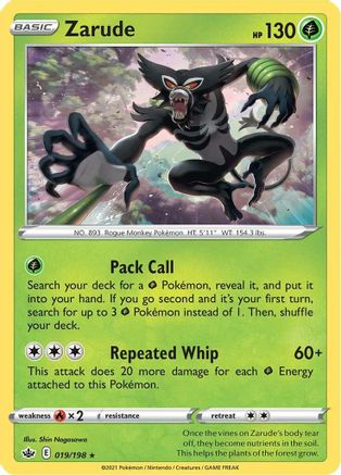 Image of Zarude 019/198  - Reverse Holofoil SWSH06 Chilling Reign - Holo Rare