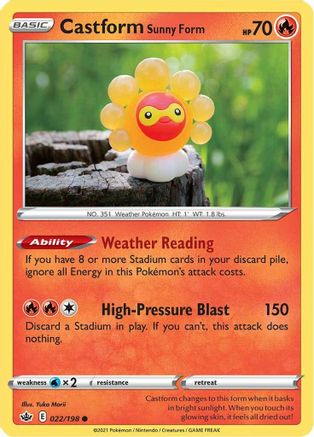 Image of Castform Sunny Form 022/198  - Reverse Holofoil SWSH06 Chilling Reign - Common
