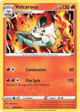Image of Volcarona 024/198  - Reverse Holofoil SWSH06 Chilling Reign - Rare