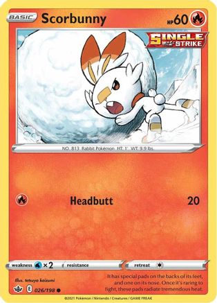 Image of Scorbunny 026/198  SWSH06 Chilling Reign - Common