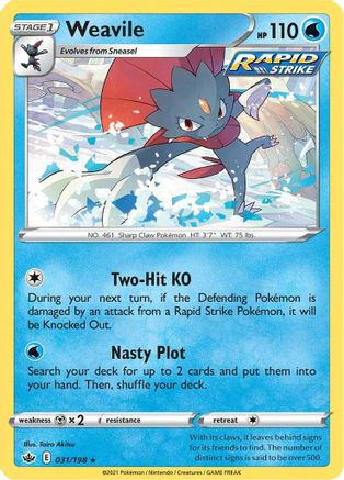 Image of Weavile 031/198  - Holofoil SWSH06 Chilling Reign - Holo Rare