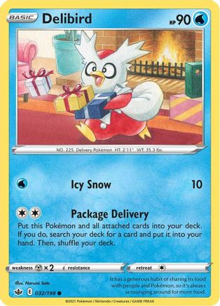Image of Delibird 032/198  SWSH06 Chilling Reign - Common