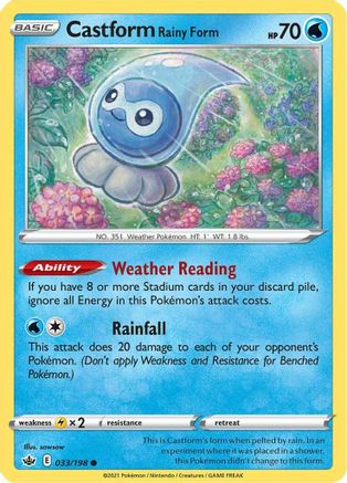 Image of Castform Rainy Form 033/198  SWSH06 Chilling Reign - Common