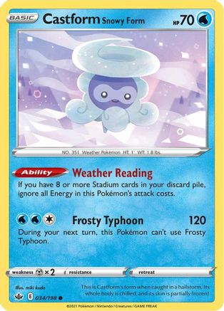 Image of Castform Snowy Form 034/198  SWSH06 Chilling Reign - Common