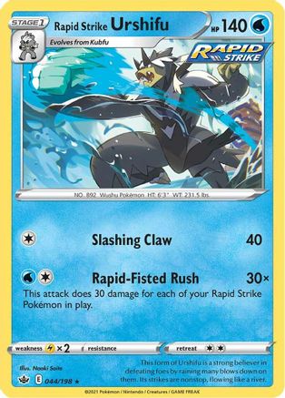 Image of Rapid Strike Urshifu 044/198  - Reverse Holofoil SWSH06 Chilling Reign - Holo Rare
